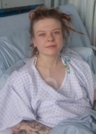 Tara in a hospital bed